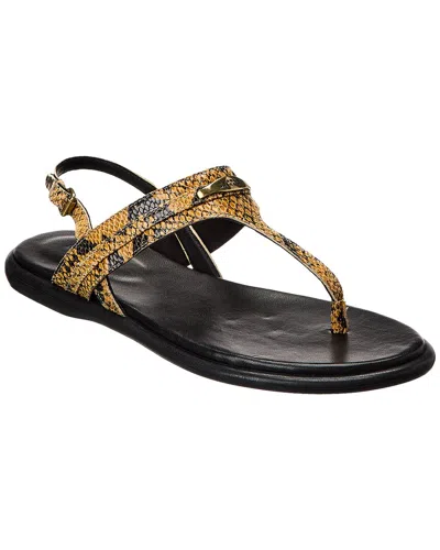 Shop Isabel Marant Nya Snake-embossed Leather Sandal In Gold