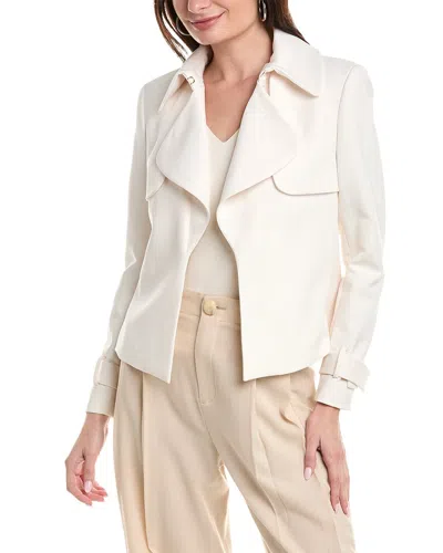 Shop Anne Klein Nehru Collar Cascade Trench Coat In White