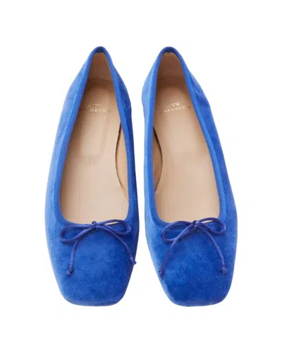 Shop Ann Mashburn Square Toe Ballet Flat Shoe In Bright Blue Velveteen In Multi