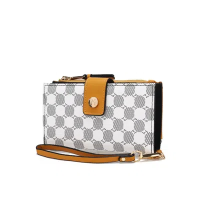 Mkf Collection By Mia K Mkf Collection Solene Circular Print Vegan Leather Women's Wristlet Wallet By Mia K In Yellow