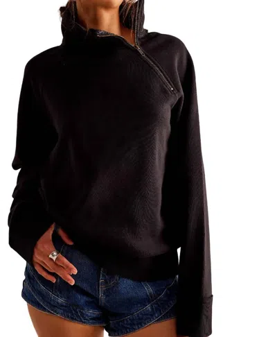Shop Free People Just A Game Half-zip Sweater In Black