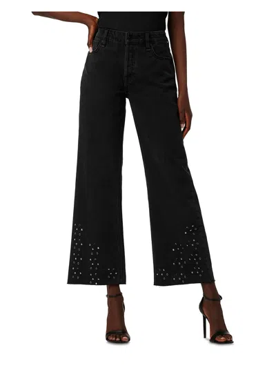 Shop Hudson Rosie Womens Embellished Raw Hem Wide Leg Jeans In Multi