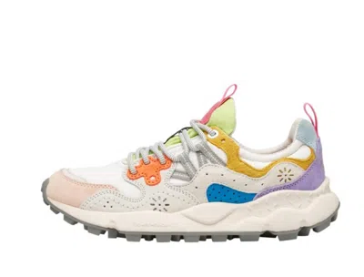 Shop Flower Mountain Yamano 3 Woman - Suede And Technical Fabric Sneakers In White Pink In Multi