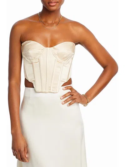 Shop Bardot Womens Bustier Strapless Cropped In White