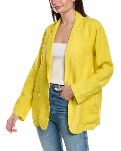 Shop Velvet By Graham & Spencer Linen Blazer In Yellow