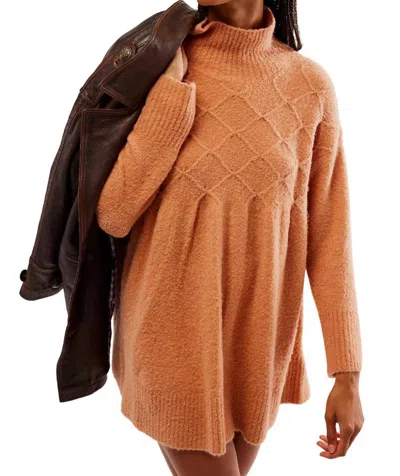Free People Jaci Long Sleeve Mock Neck Sweater Dress In Beige