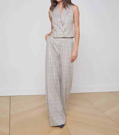 Shop L Agence Pilar Wide Leg Pant In Ivory/neutral Multi In White