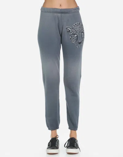 Shop Lauren Moshi Brynn Heart Leopard Sweatpants In Grey