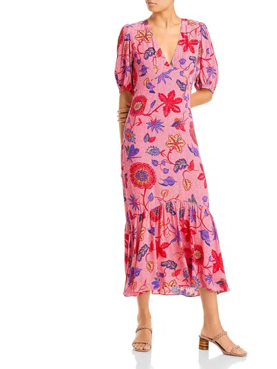 Shop Rhode Esther Womens Floral Print Short Midi Dress In Multi