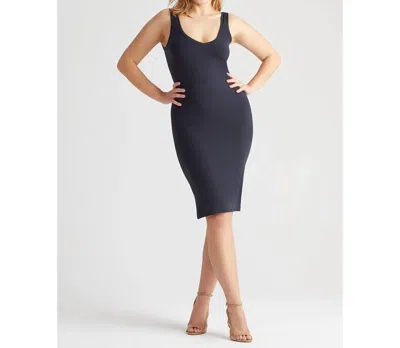 Shop Yummie 2-way Smoothing Dress With Side Slits In Black In Blue