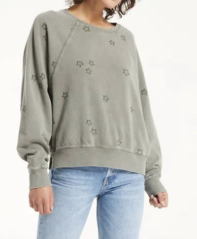 Shop Z Supply Bo Embroidered Star Sweatshirt In Dusty Olive In Multi