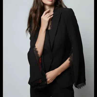 Shop Alberto Makali Blazer With Lace And Red Lining In Black