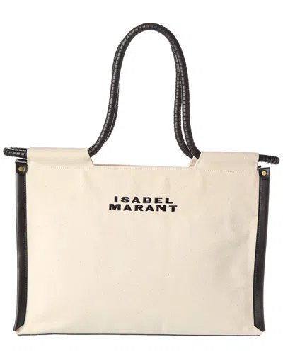 Shop Isabel Marant Toledo Canvas & Leather Tote In White