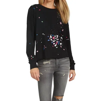 Michael Lauren Keegan Crop Tee In Black/confetti Splatter In Multi