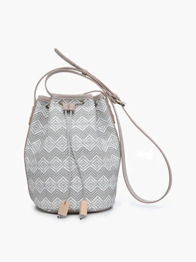 Shop Jen & Co. Augusta Drawstring Bucket Bag In Grey In Silver