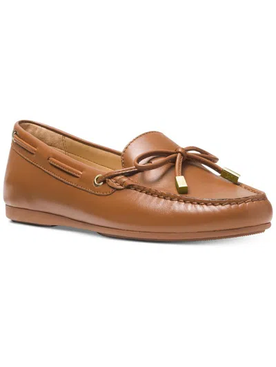 Shop Michael Michael Kors Womens Leather Slip-on Loafers In Brown