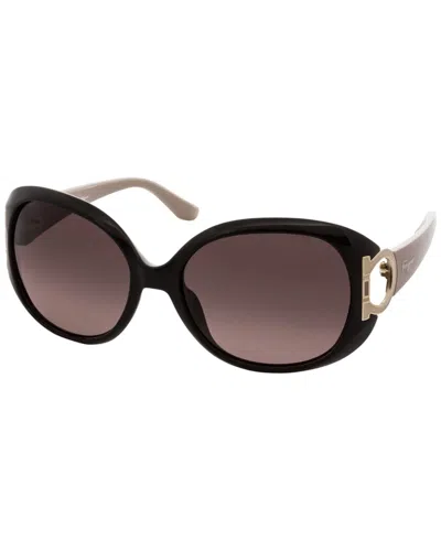 Shop Ferragamo Women's Sf668 57mm Sunglasses In Black