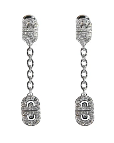 Shop Bulgari Bvlgari Parentesi Diamond Drop Earrings In 18k White Gold 1.15 Ctw In Silver