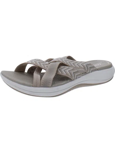 Shop Cloudsteppers By Clarks Womens Padded Insole Open Toe Slide Sandals In Grey