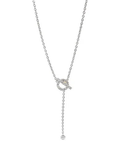 Shop Hermes Hermès Finesse Fashion Necklace In 18k White Gold 0.55 Ctw In Silver