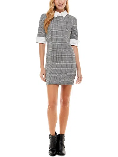 Shop Kingston Grey Juniors Womens Printed Collar Bodycon Dress In Grey