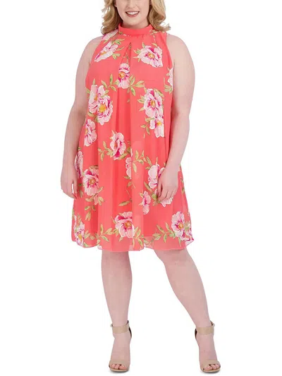 Shop Signature By Robbie Bee Plus Womens Chiffon Knee-length Sheath Dress In Pink