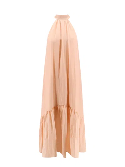 Shop Semicouture Cotton And Silk Long Dress