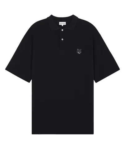 Shop Maison Kitsuné Cotton Polo Shirt With Frontal Fox Patch