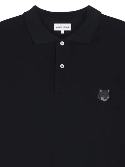 Shop Maison Kitsuné Cotton Polo Shirt With Frontal Fox Patch