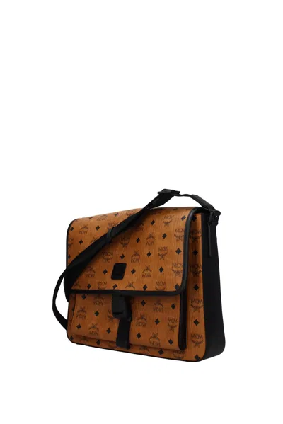 Shop Mcm Crossbody Bag Leather Beige Cognac