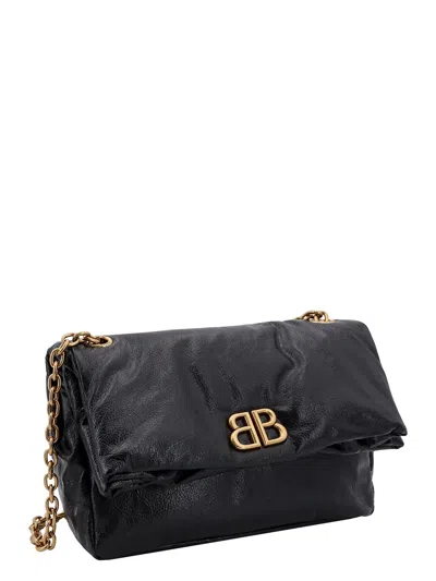 Shop Balenciaga Leather Shoulder Bag With Frontal Monogram