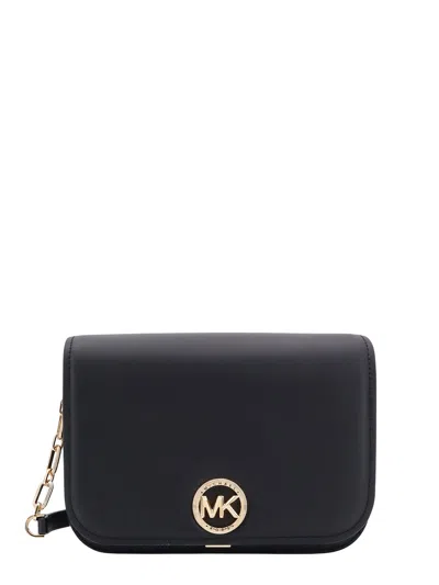 Shop Michael Kors Leather Shoulder Bag With Metal Monogram