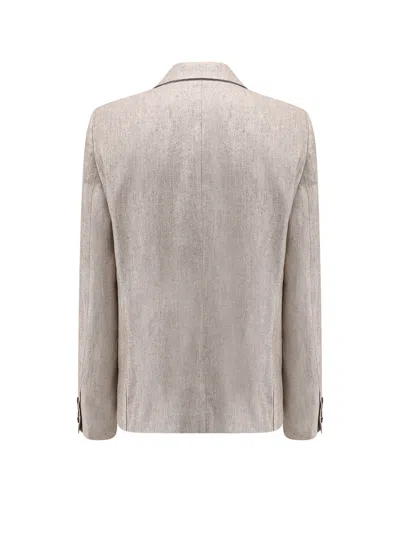Shop Brunello Cucinelli Linen Blend Blazer With Metallized Effect