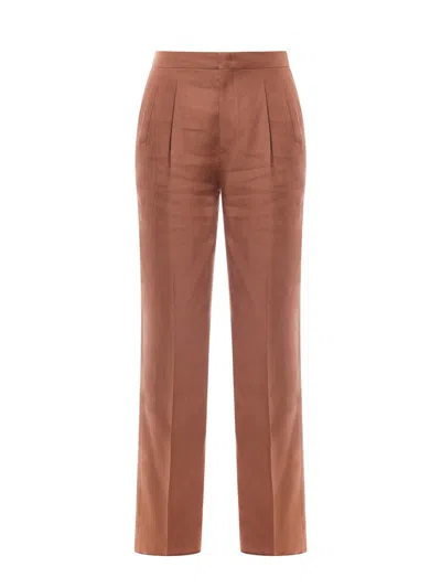 Shop Tagliatore Linen Trouser With Frontal Pinces