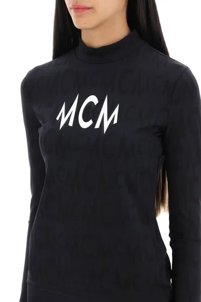 Shop Mcm Long Sleeved Top With Logo Pattern
