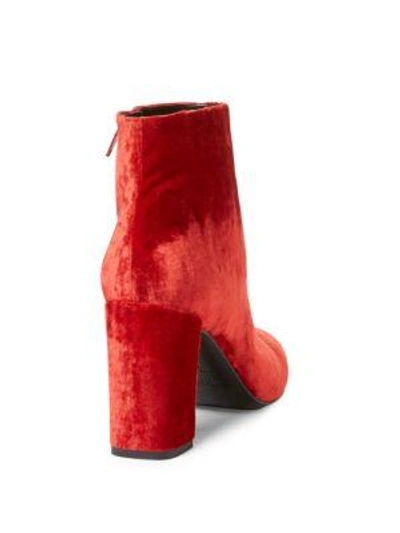Shop Saint Laurent Babies Velvet Block-heel Booties In Lipstick Red