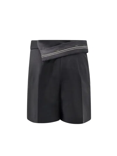 Shop Fendi Mohair Wool Shorts With Inside-out Detail At Waist With  Roma Logoed Band
