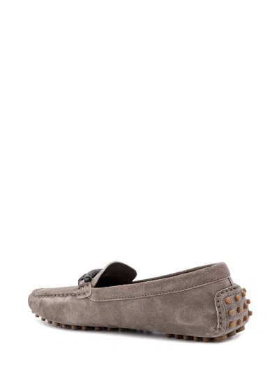 Shop Brunello Cucinelli Suede Loafer With Precious Braided Detail