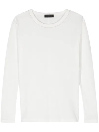 Shop Fabiana Filippi Long Sleeve Lightweight Cotton Jersey T-shirt In White