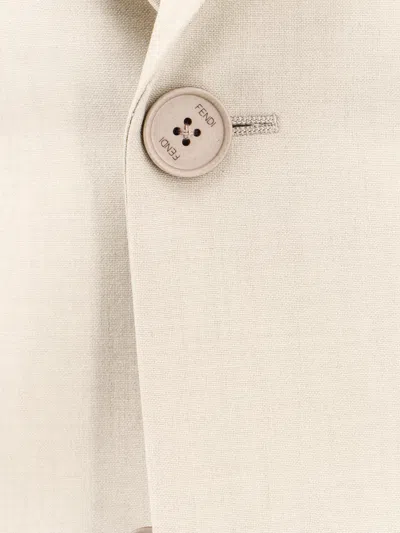 Shop Fendi Virgin Wool Blazer With Logoed Buttons