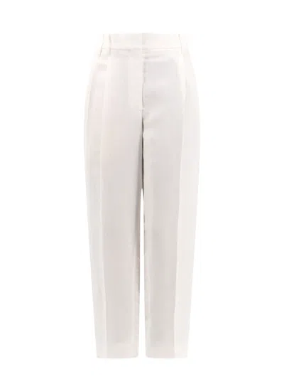Shop Brunello Cucinelli Viscose And Linen Trouser With Back Jewel Detail