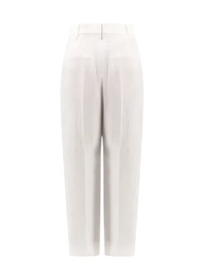 Shop Brunello Cucinelli Viscose And Linen Trouser With Back Jewel Detail