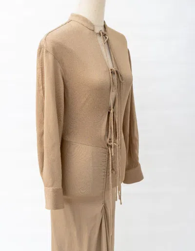Pre-owned Christopher Esber Tan Ruched Dress