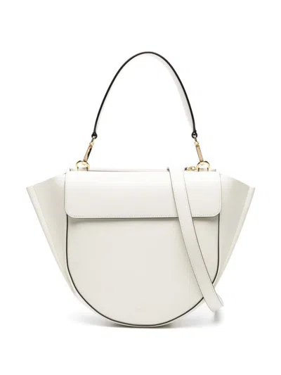 Shop Wandler Medium Hortensia Shoulder Bag In Calf Leather In Cream