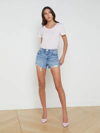 L Agence Beck Raw-hem Jean Short In Santee Destruct