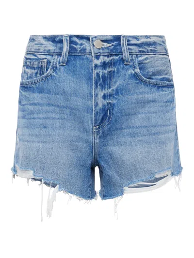 Shop L Agence Beck Raw-hem Jean Short In Santee Destruct