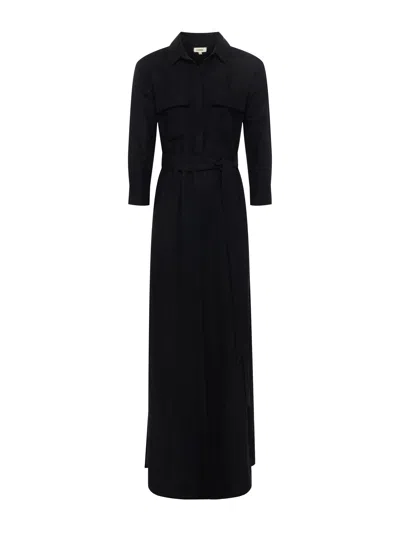 Shop L Agence Cameron Linen-blend Shirt Dress In Black