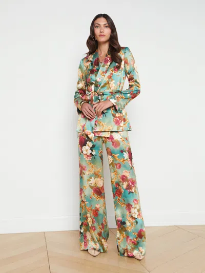 Shop L Agence Everly Silk Wrap Blazer In Multi Rococo