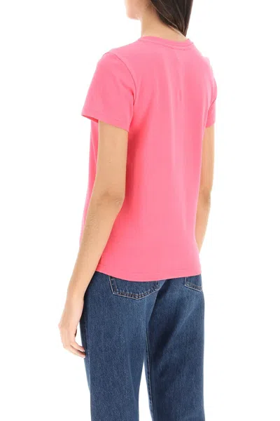 Shop Apc A.p.c. 'new Denise' T-shirt With Logo Embroidery Women In Pink