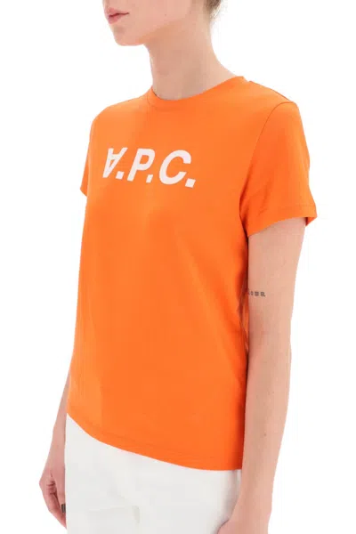 Shop Apc A.p.c. T-shirt With Flocked Vpc Logo Women In Orange
